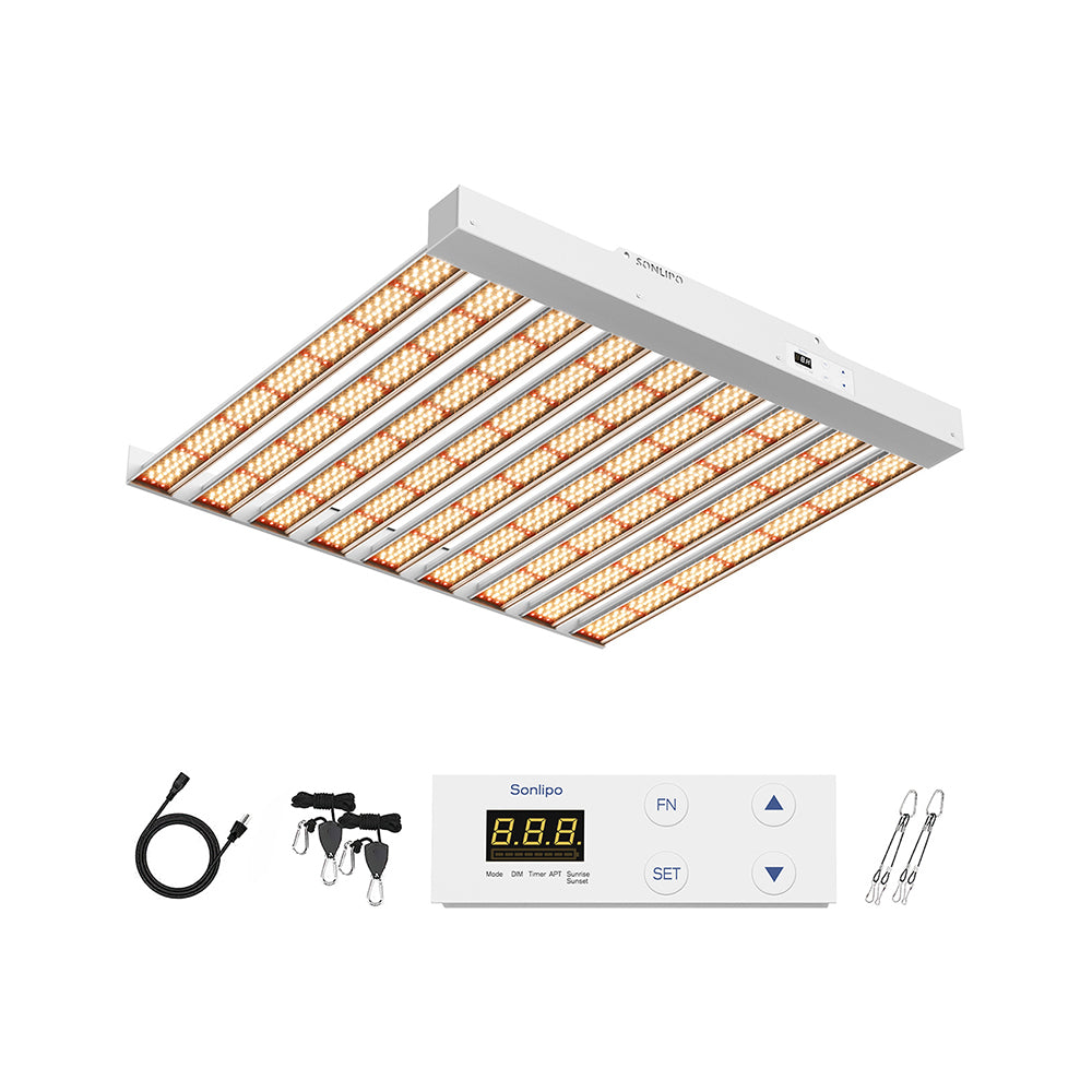 JideTech LED-Pflanzenlampe 400W mit Vollspektrum-Dimmer und Timer für Wachstums- und Blütephase - 5x5ft Ausleuchtung, sonnenähnliche Wachstumslampe für Zimmerpflanzen (400W SPF4000PRO)