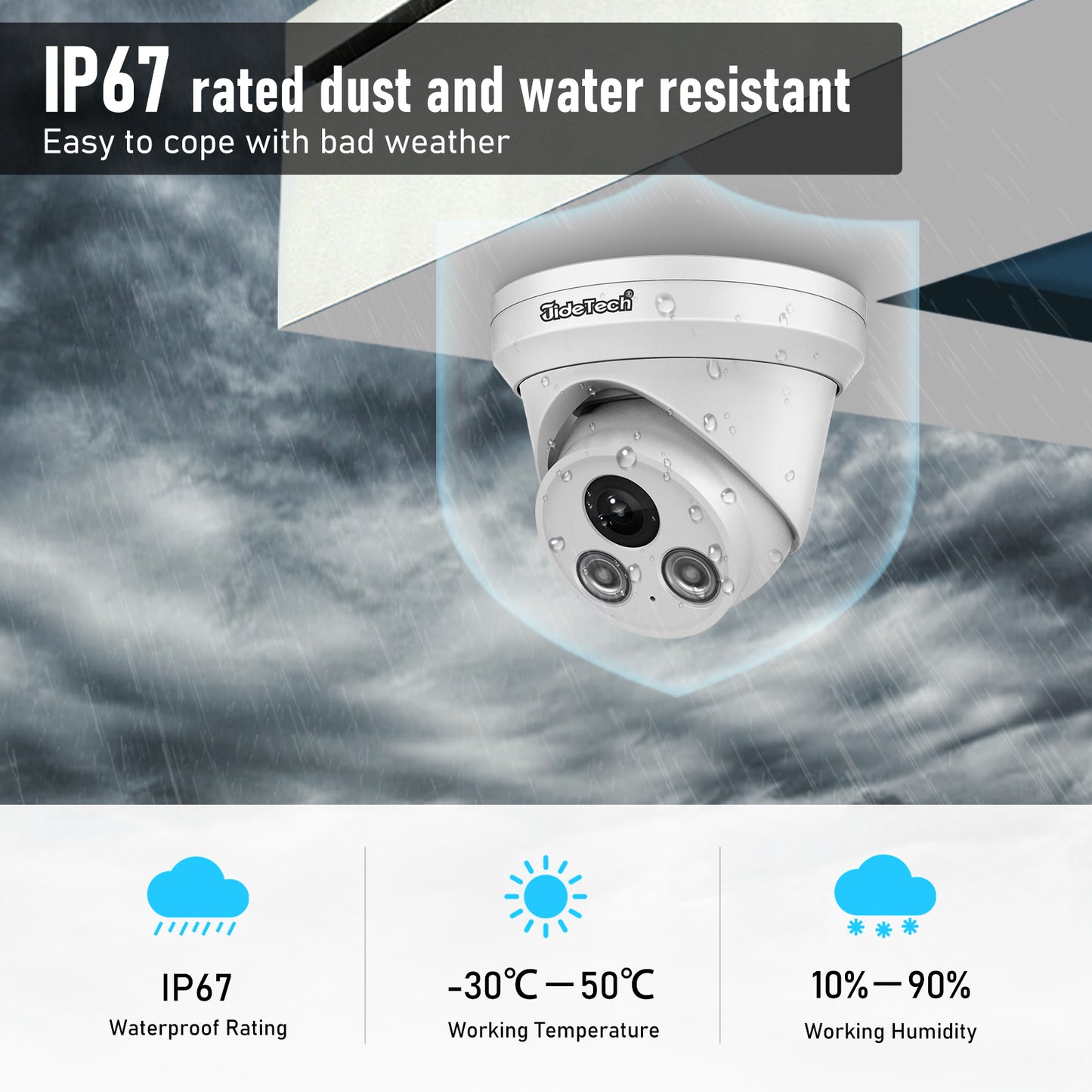 JideTech 8MP Dual Lights POE Vollfarb-Nachtsicht-Dome-LP-Kamera (DM04-8MP)