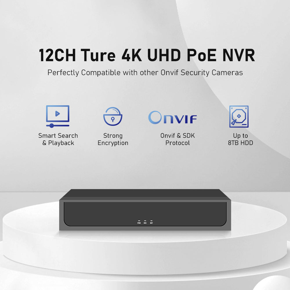 JideTech 12-Kanal 8MP NVR Netzwerk-Videorekorder mit Unterstützung für 1HDD (MN6108-P)