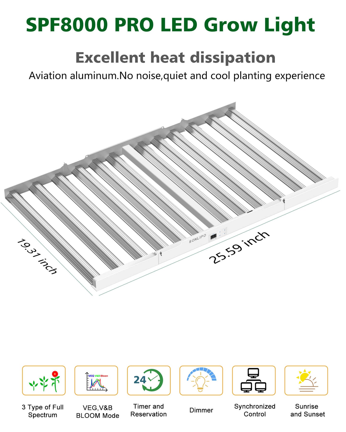 SPF8000 PRO LED-Pflanzenlampe mit Vollspektrum, 800 W, 7 x 7 Fuß große Abdeckung mit 3312 Samsung-Dioden, Pflanzenlampe