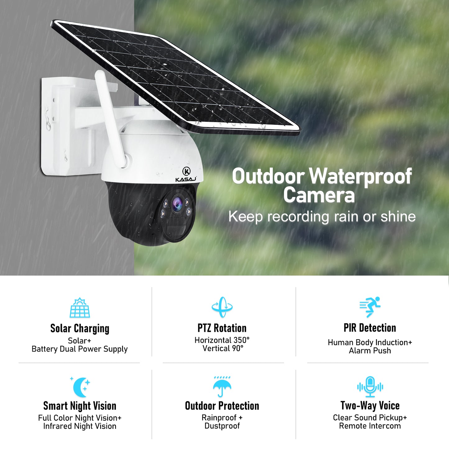 JideTech 4MP WIFI Mini-Solarkamera mit Echtzeit-Push-Alarm (S5-4MPW)