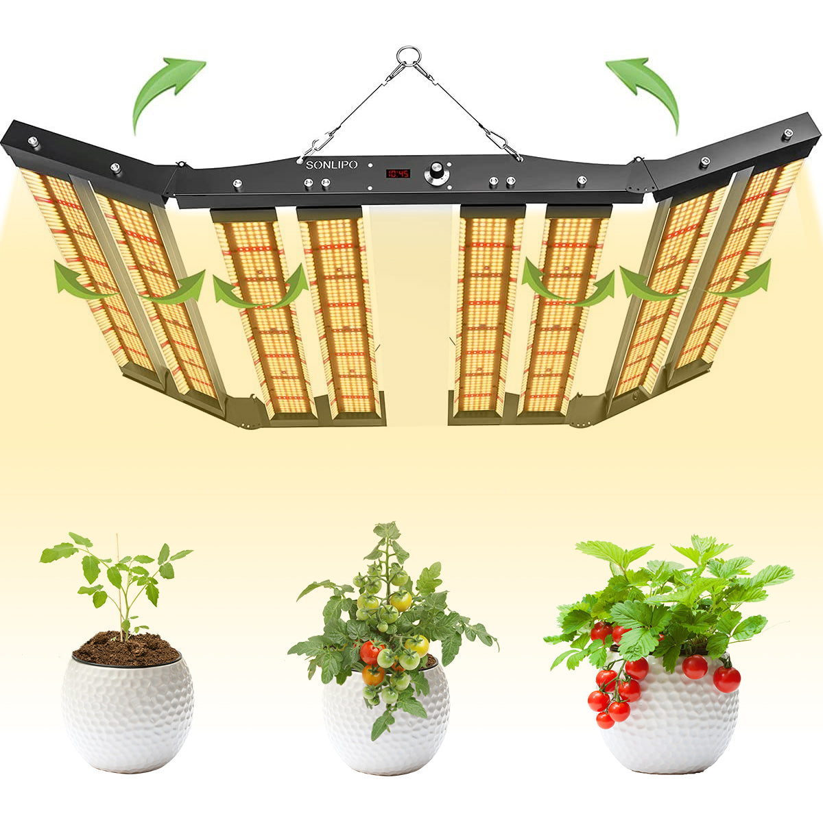 JideTech LED-Pflanzenlampe Samsung LED 8-Leiste Verstellbar 650W Vollspektrum LED-Wachstumslampe Gartenbau Zimmerpflanzen (SPC6500-650W) 