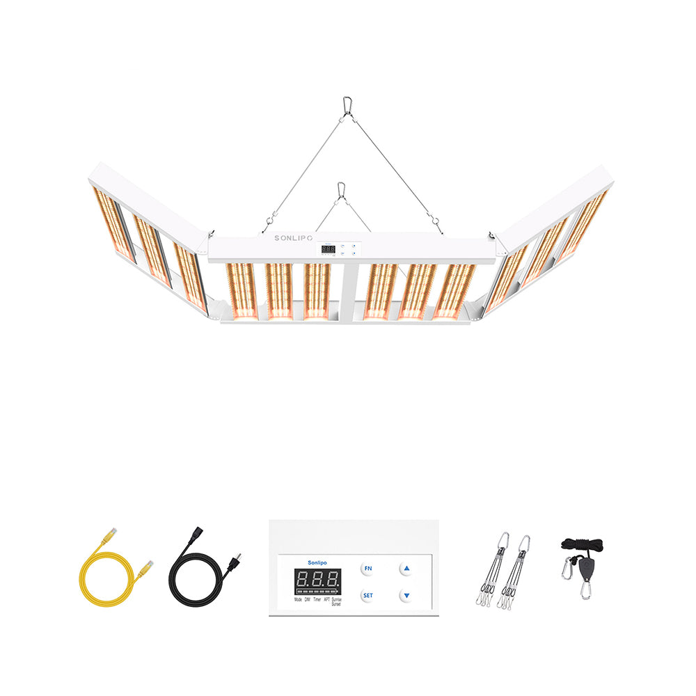 JideTech LED-Pflanzenlampe 600W mit Vollspektrum-Dimmer und Timer für Wachstums- und Blütephase, energiesparende LED-Pflanzenleuchte (600W SPF6000PRO) 