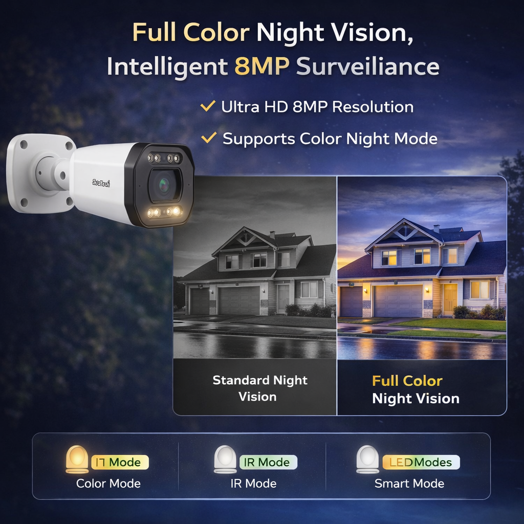 JideTech 8MP 5X Motorized Zoom Full Color Night Vision PoE IP Camera (BC2V-8MP)