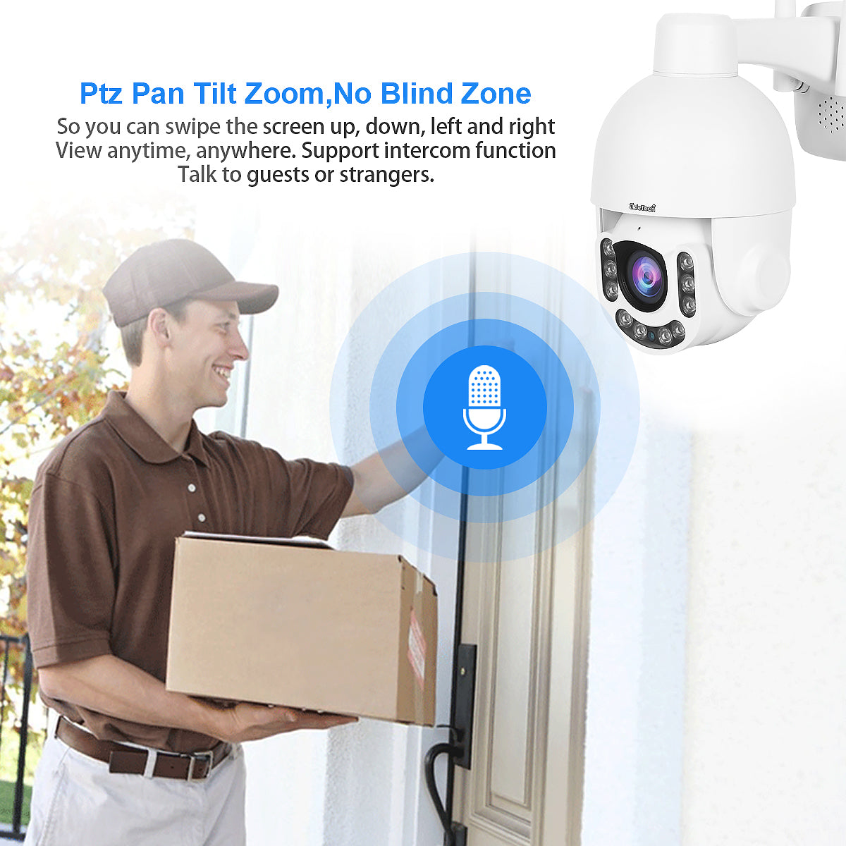 JideTech 5MP/8MP PTZ WiFi Camera Outdoor 5X Optical Zoom Camera with Auto-Tracking Camera