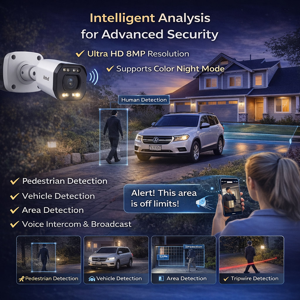 JideTech 8MP 5X Motorized Zoom Full Color Night Vision PoE IP Camera (BC2V-8MP)