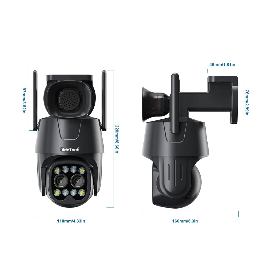 JideTech 8MP Dual Lens 4G Wi-Fi PTZ-Kameras (Q4-8MP4G) 