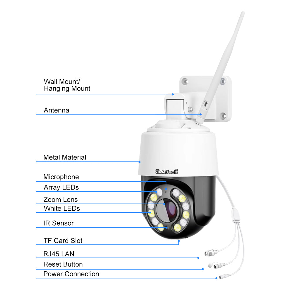 JideTech 3.5inch 10X 5MP 4G (Red & Blue Alert ) PTZ Camera  (Q7-10X-5MP4G)