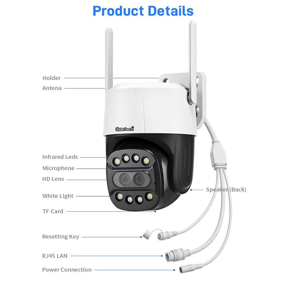 JideTech Dual Lens 4G Wi-Fi PTZ-Kameras (Q2-2-2MP4G) 