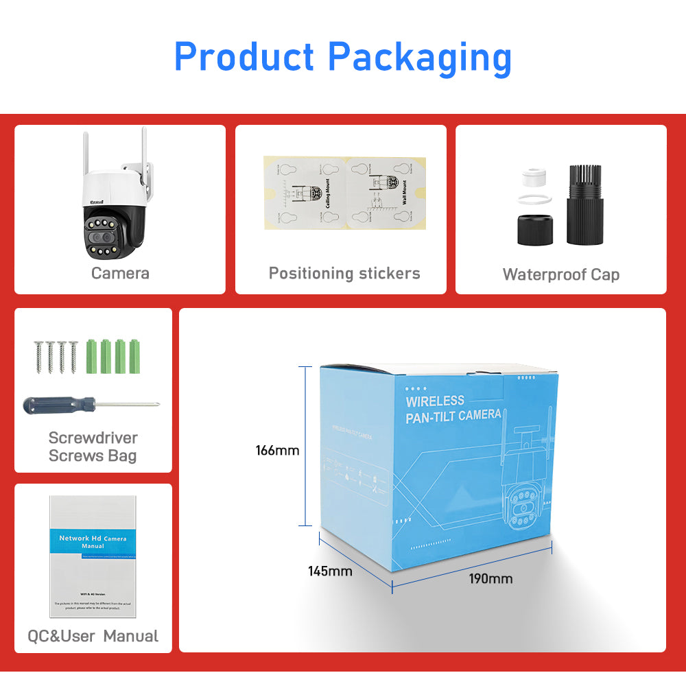 JideTech Dual Lens 4G Wi-Fi PTZ-Kameras (Q2-2-2MP4G) 