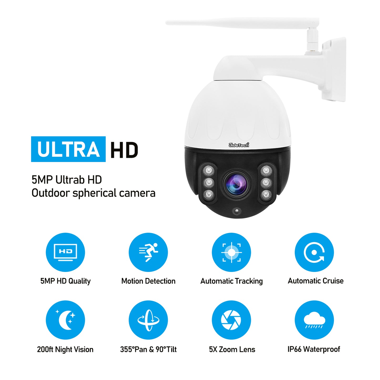 JideTech 5MP/8MP WiFi 5X Zoom PTZ IP-Kamera (P3-5X-5MPW)