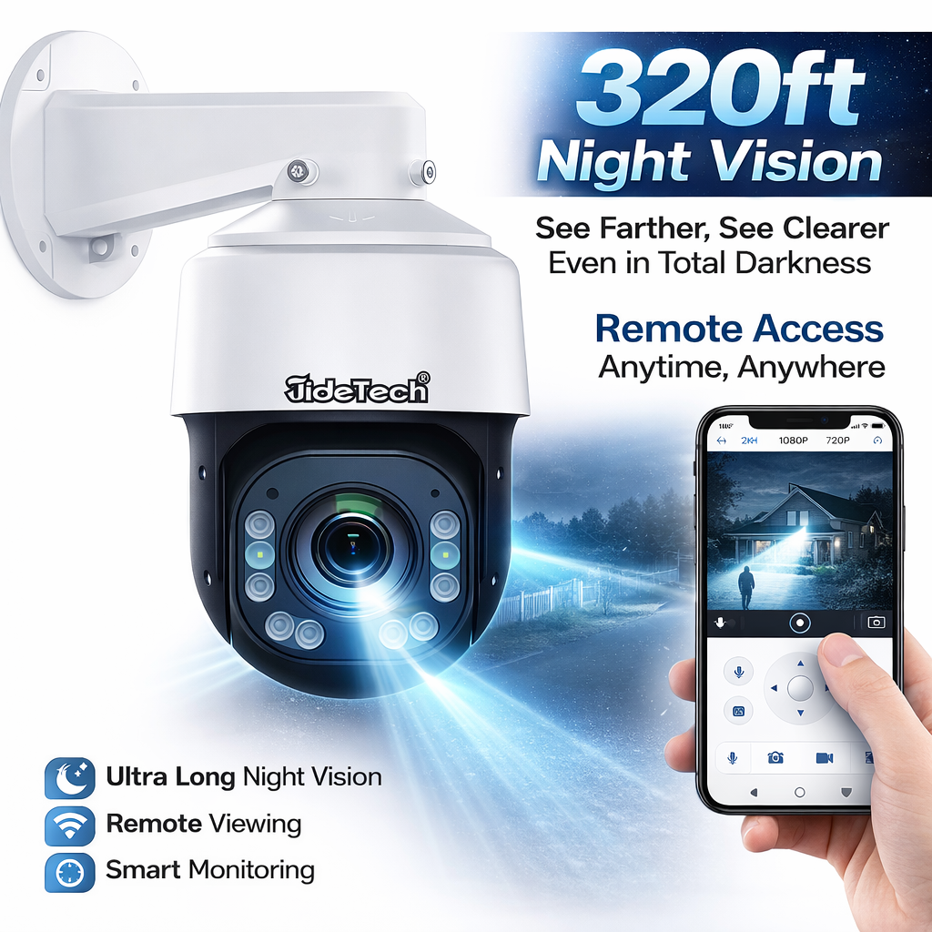 JideTech 8MP 20X Optical Zoom Absolute Positioning PoE PTZ IP Camera (P7-20X-8MP)