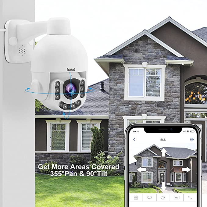 JideTech Outdoor PTZ PoE Sicherheitskamera, HD 5MP IP-Kamera mit automatischer Verfolgung und 5-fachem Zoom 