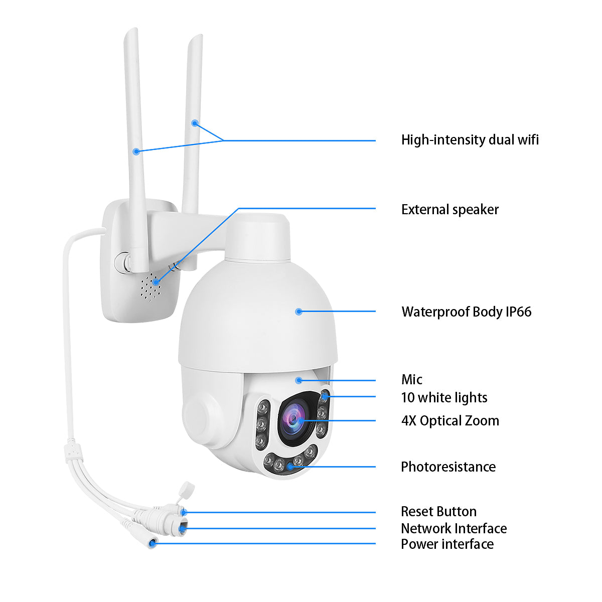 JideTech 5MP/8MP PTZ WiFi Camera Outdoor 5X Optical Zoom Camera with Auto-Tracking Camera
