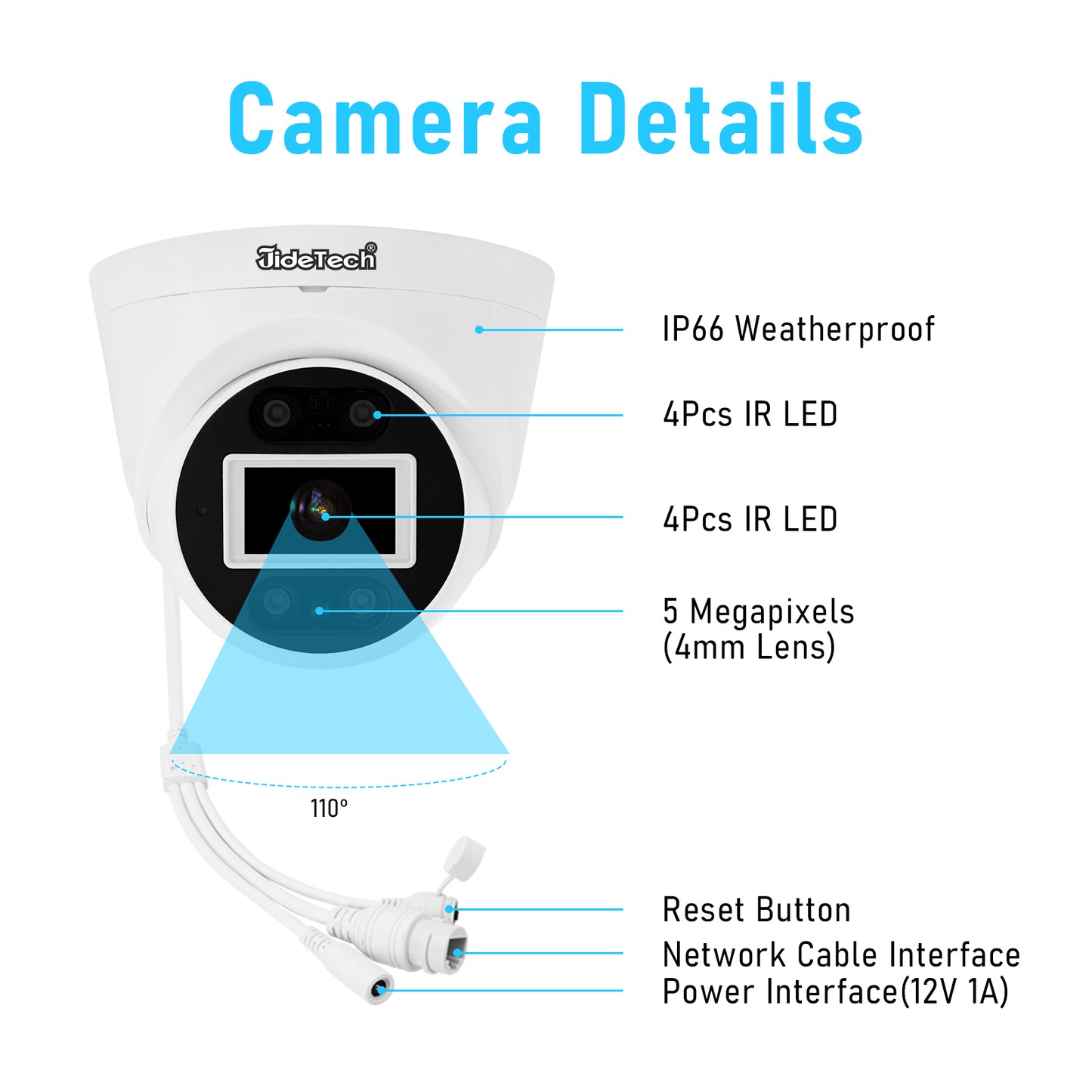 JideTech 5MP/8MP 4-Kanal PoE Sicherheitskamerasystem IP-Kamera NVR-Kits (NK5-4H-5MP)