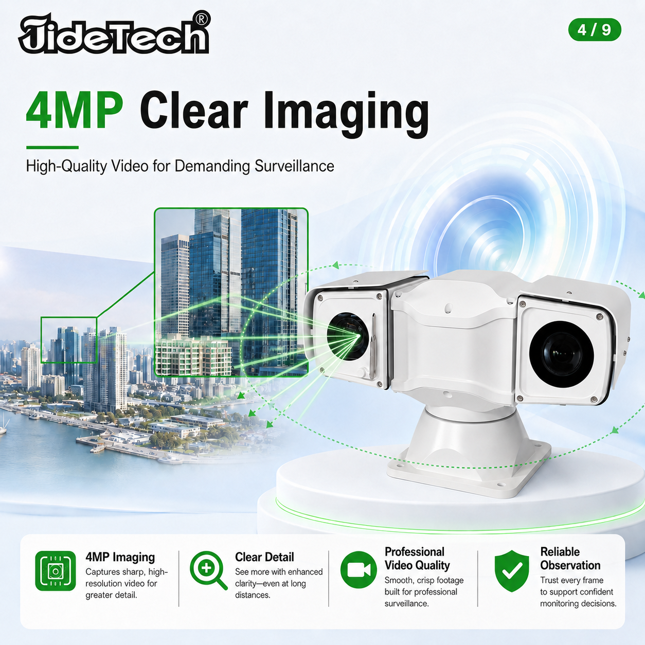 LC002 4MP 36X Green Laser PTZ Camera with 1W Laser, 150m Distance, POE & Adjustable Beam Size