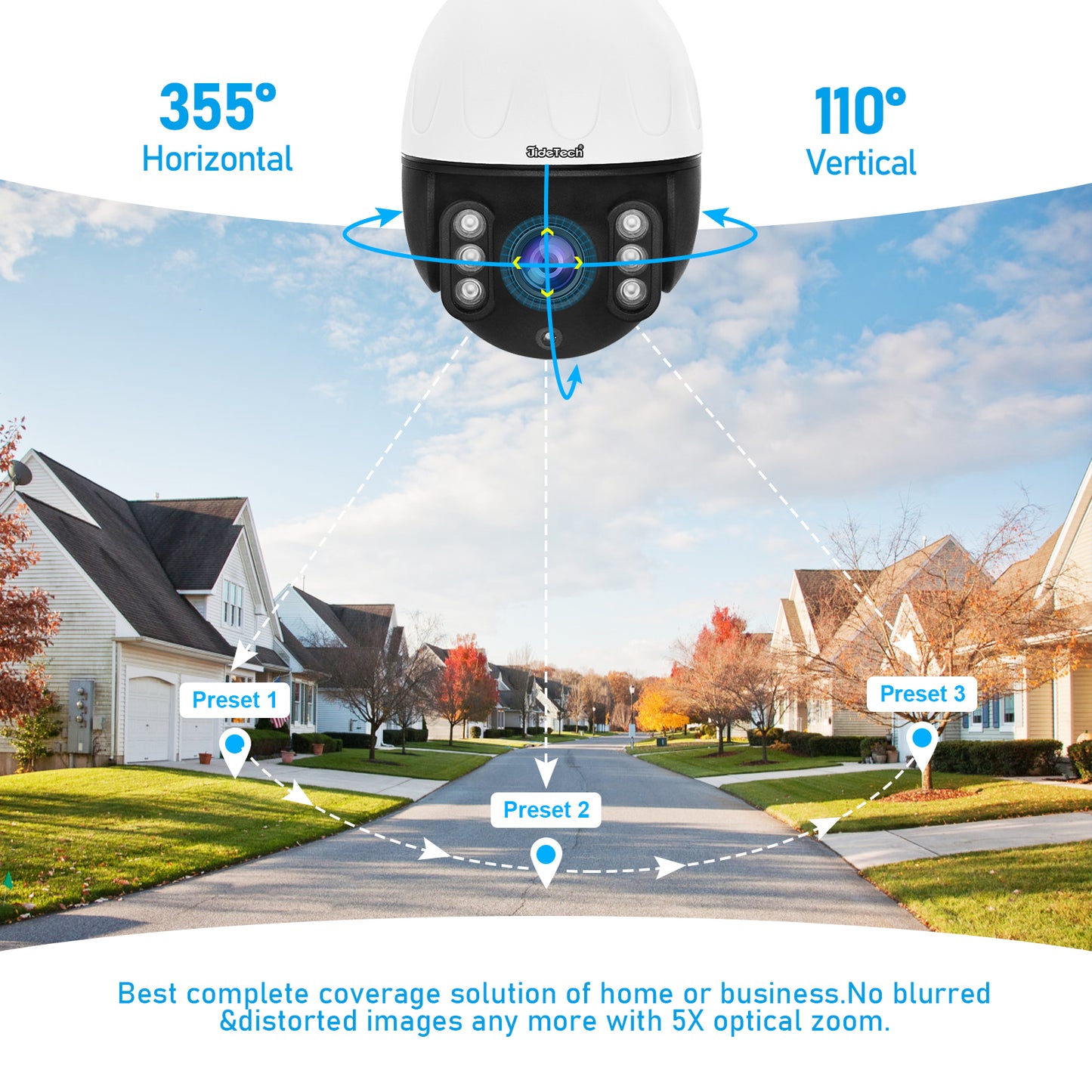 JideTech 5MP/8MP WiFi 5X Zoom PTZ IP-Kamera (P3-5X-5MPW)