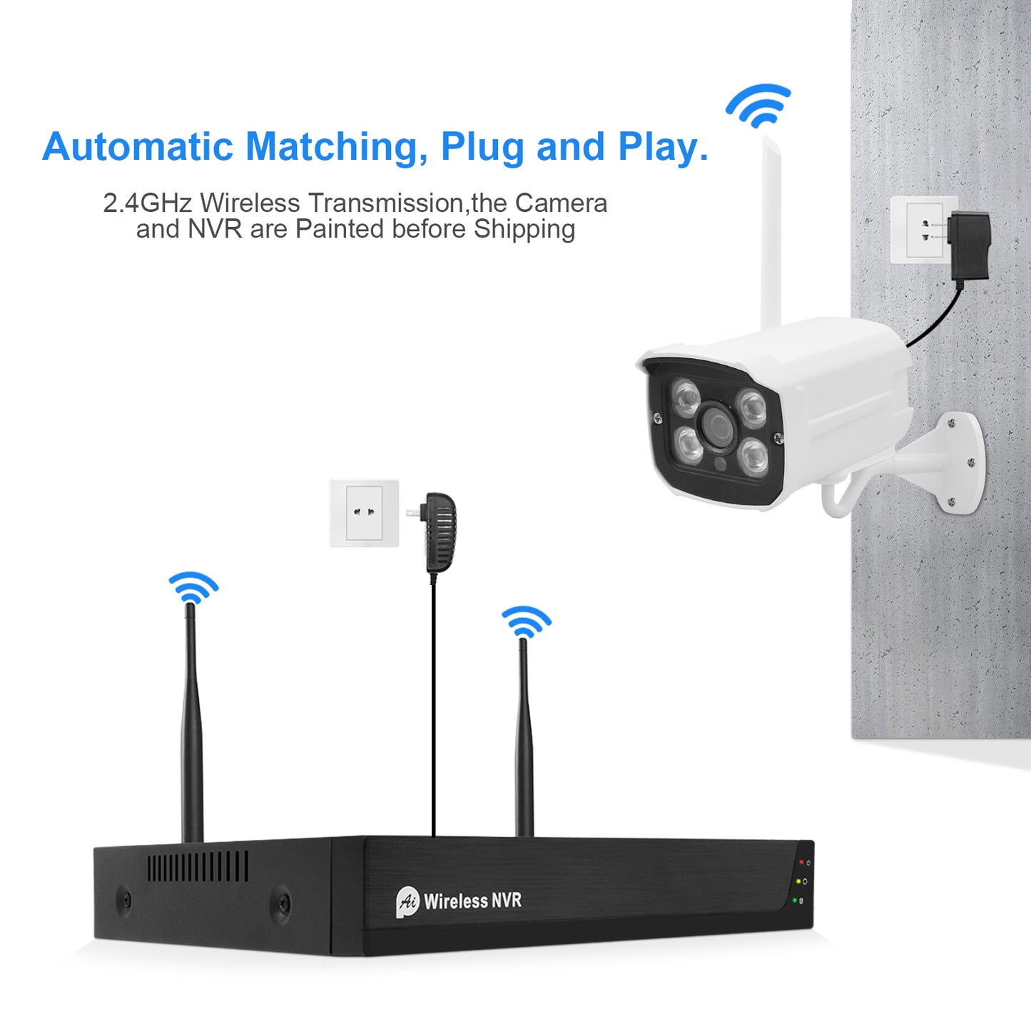 JideTech 4-Kanal-Funk-Sicherheitskamerasystem mit 1-TB-Festplatte, Komplettes Überwachungssystem, Bewegungsalarm, WLAN-NVR-System – Lagerware in Großbritannien – Kostenloser Versand 
