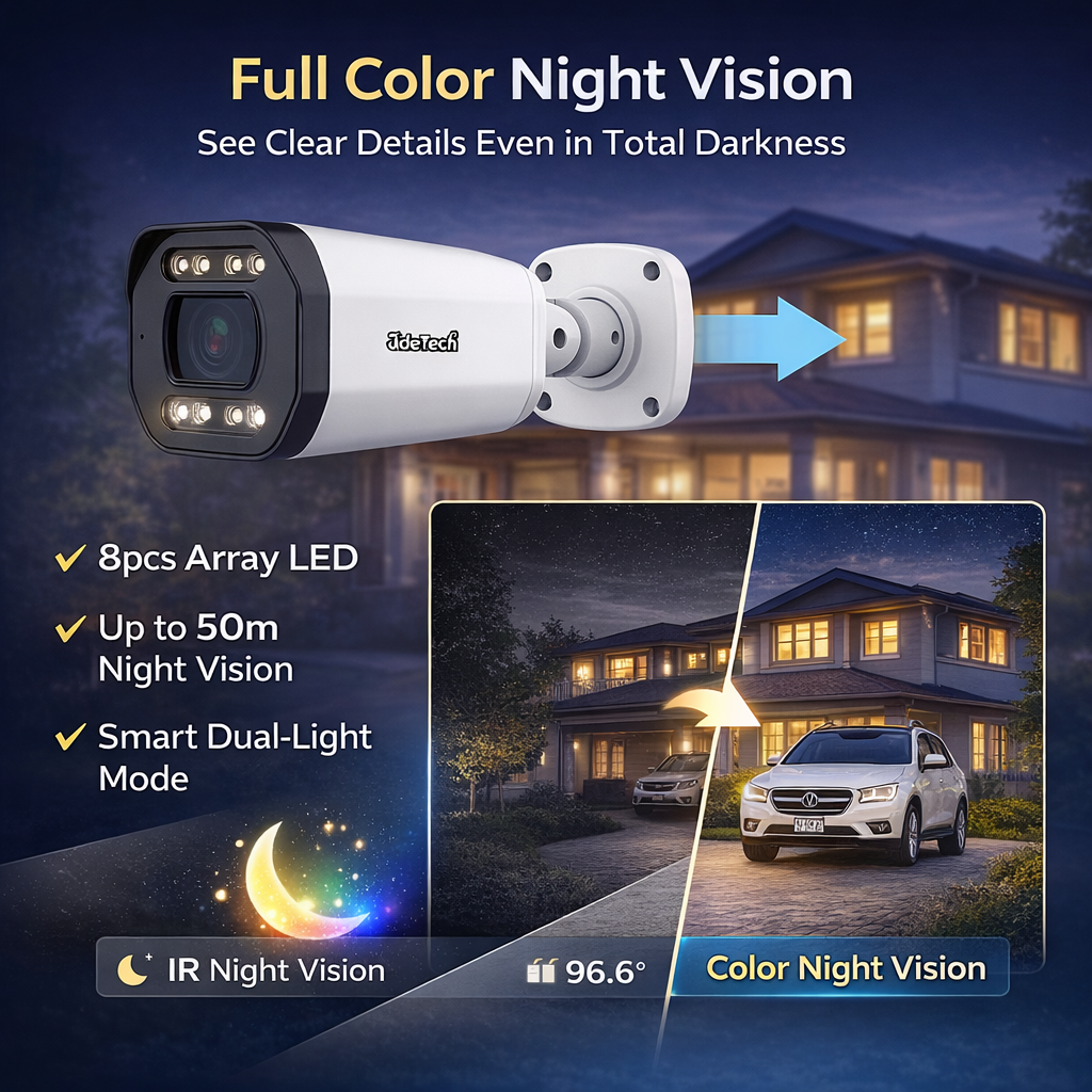 JideTech 8MP 5X Motorized Zoom Full Color Night Vision PoE IP Camera (BC2V-8MP)