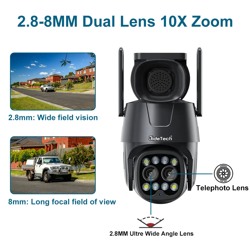 JideTech 8MP Dual Lens 4G Wi-Fi PTZ-Kameras (Q4-8MP4G) 