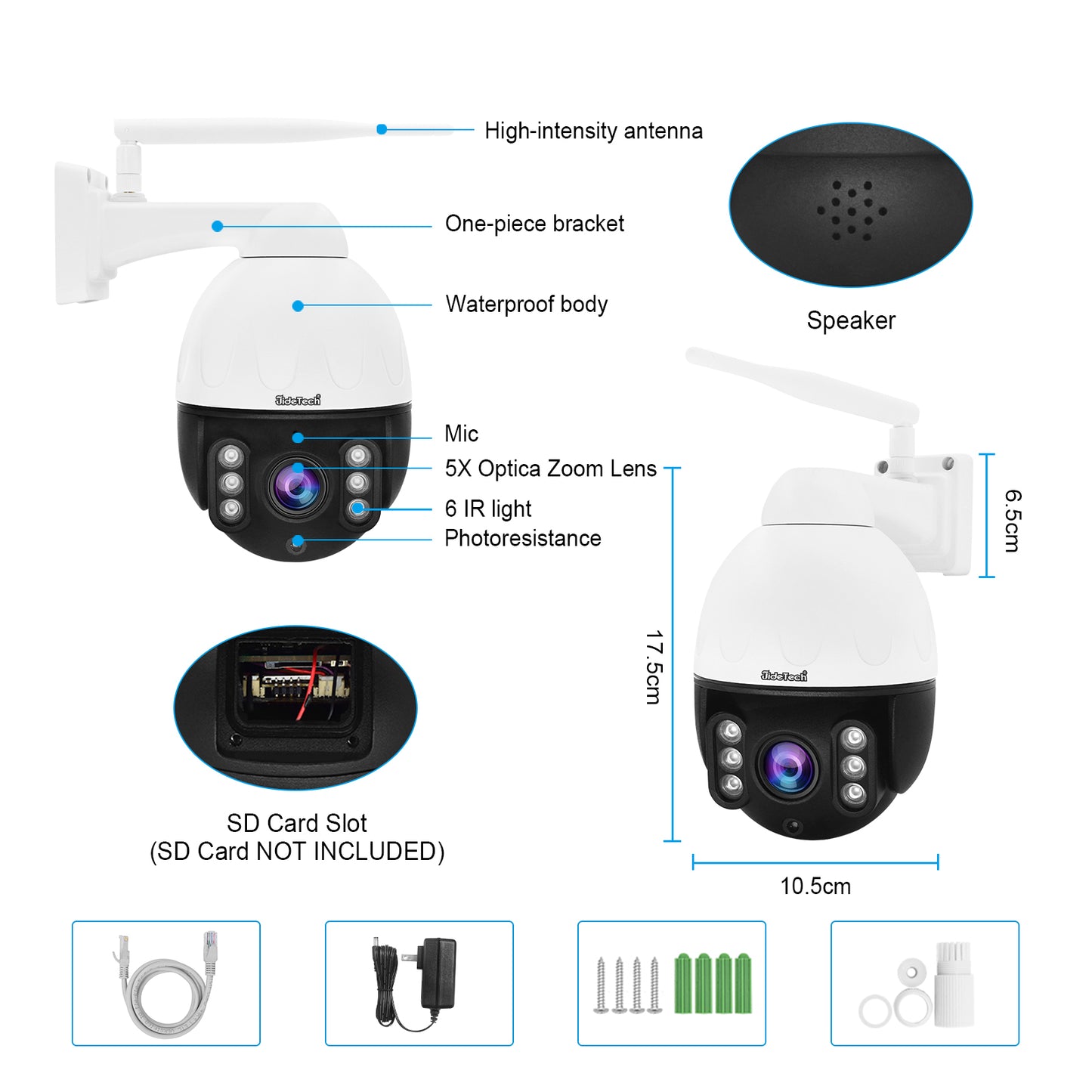 JideTech 5MP/8MP WiFi 5X Zoom PTZ IP-Kamera (P3-5X-5MPW)