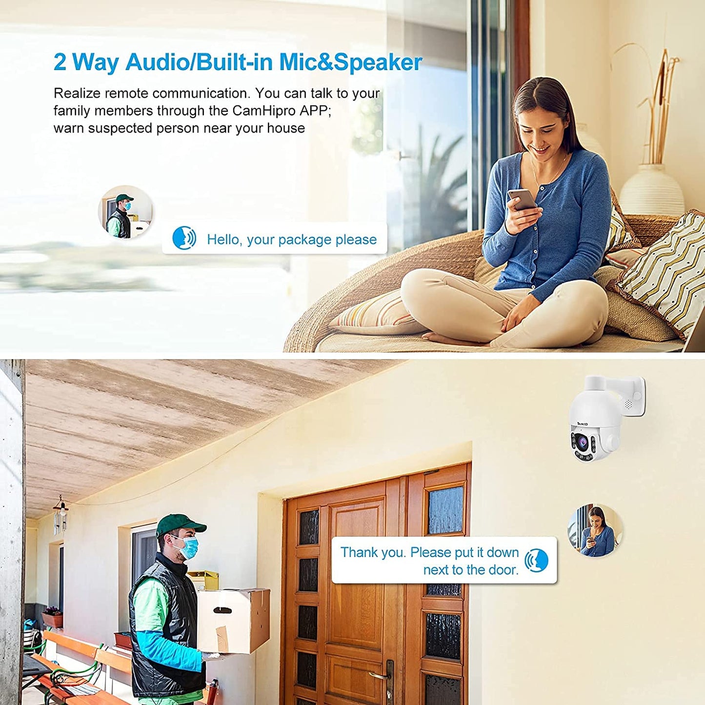 JideTech Outdoor PTZ PoE Sicherheitskamera, HD 5MP IP-Kamera mit automatischer Verfolgung und 5-fachem Zoom 