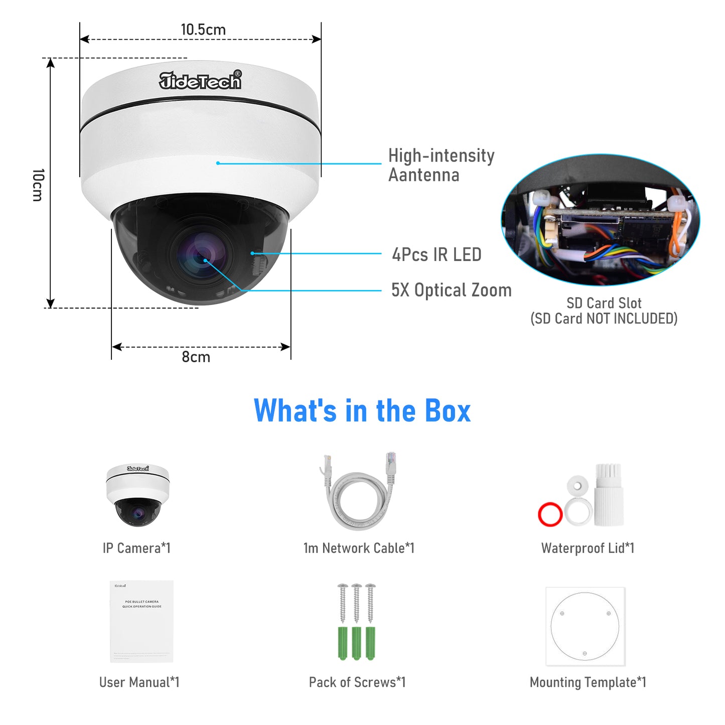 JideTech 5MP 5X Zoom PTZ PoE Kamera (P1-5X-5MP)