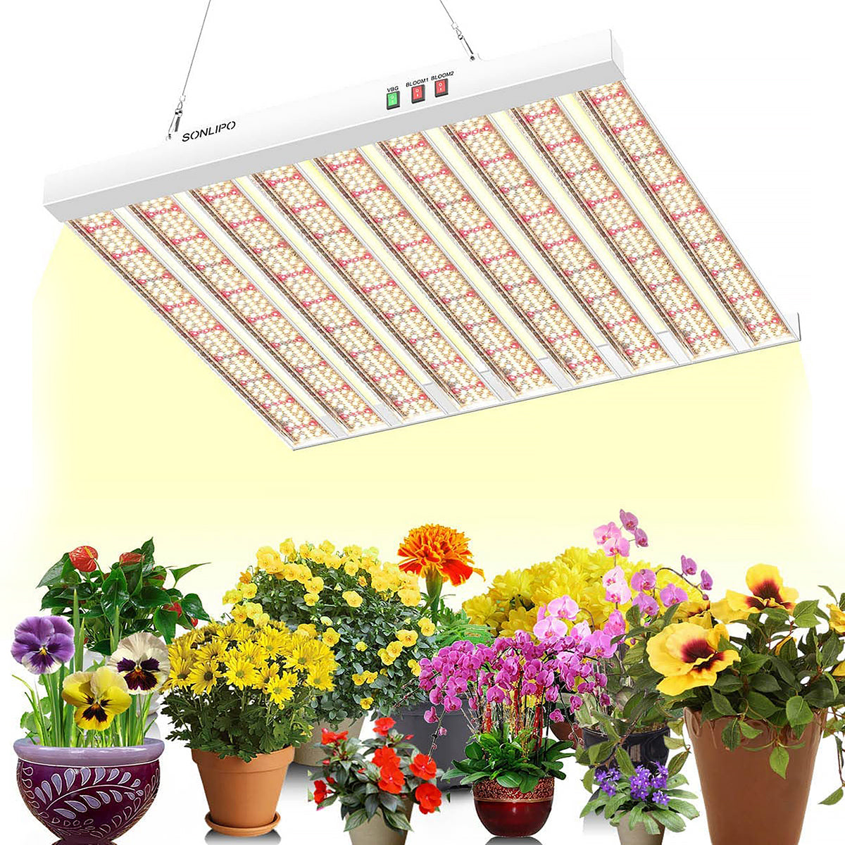 JideTech Pflanzenwachstumslampe mit Aluminiumgehäuse, 9 Balken, LED-Pflanzenlampe mit Vollspektrum für Zimmerpflanzen (SPF4000-400W) 