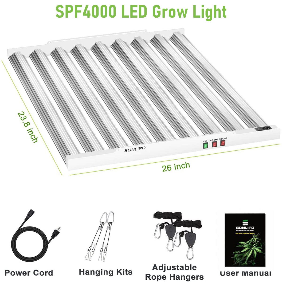 JideTech Pflanzenwachstumslampe mit Aluminiumgehäuse, 9 Balken, LED-Pflanzenlampe mit Vollspektrum für Zimmerpflanzen (SPF4000-400W) 