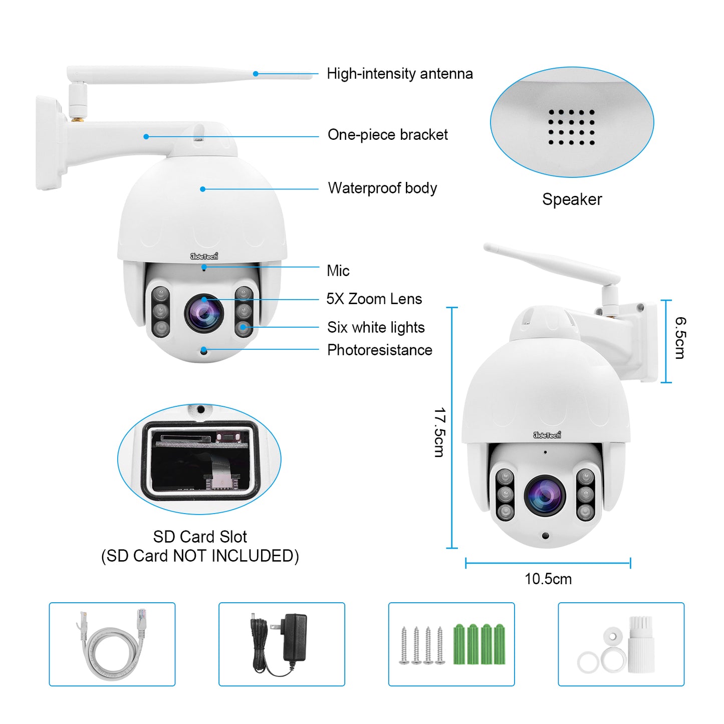 JideTech 5MP WiFi 5X Zoom PTZ IP-Kamera für Innen und Außen, ab Lager Großbritannien, versandkostenfrei (P3-5X-5MPW) 
