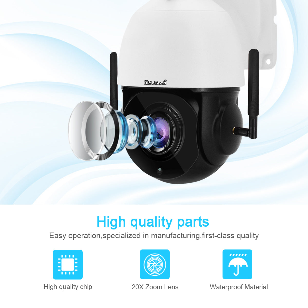 JideTech 5MP/8MP WIFI 20X Zoom PTZ IP-Kamera (P2-20X-5MPW)
