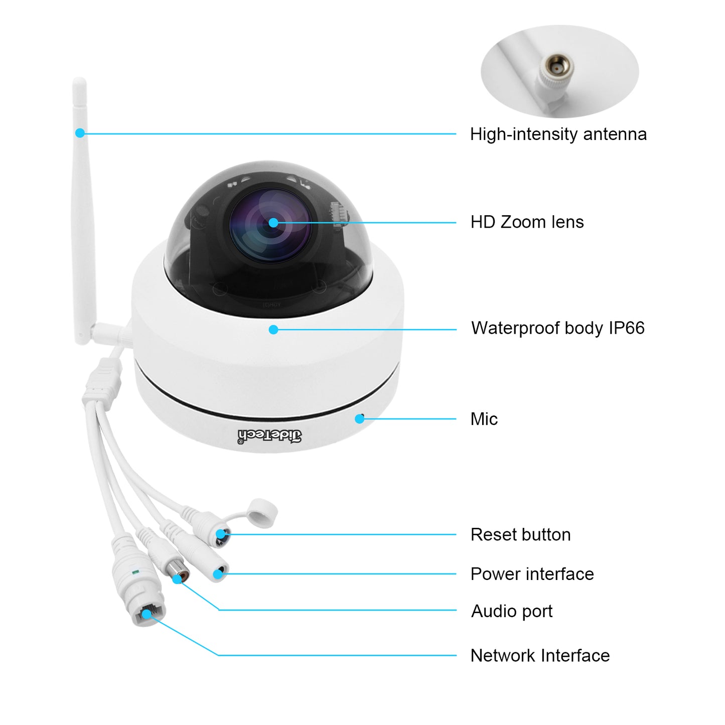 JideTech 5MP Wifi 5X Optical Zoom PTZ Camera (P1-5X-5MPW)