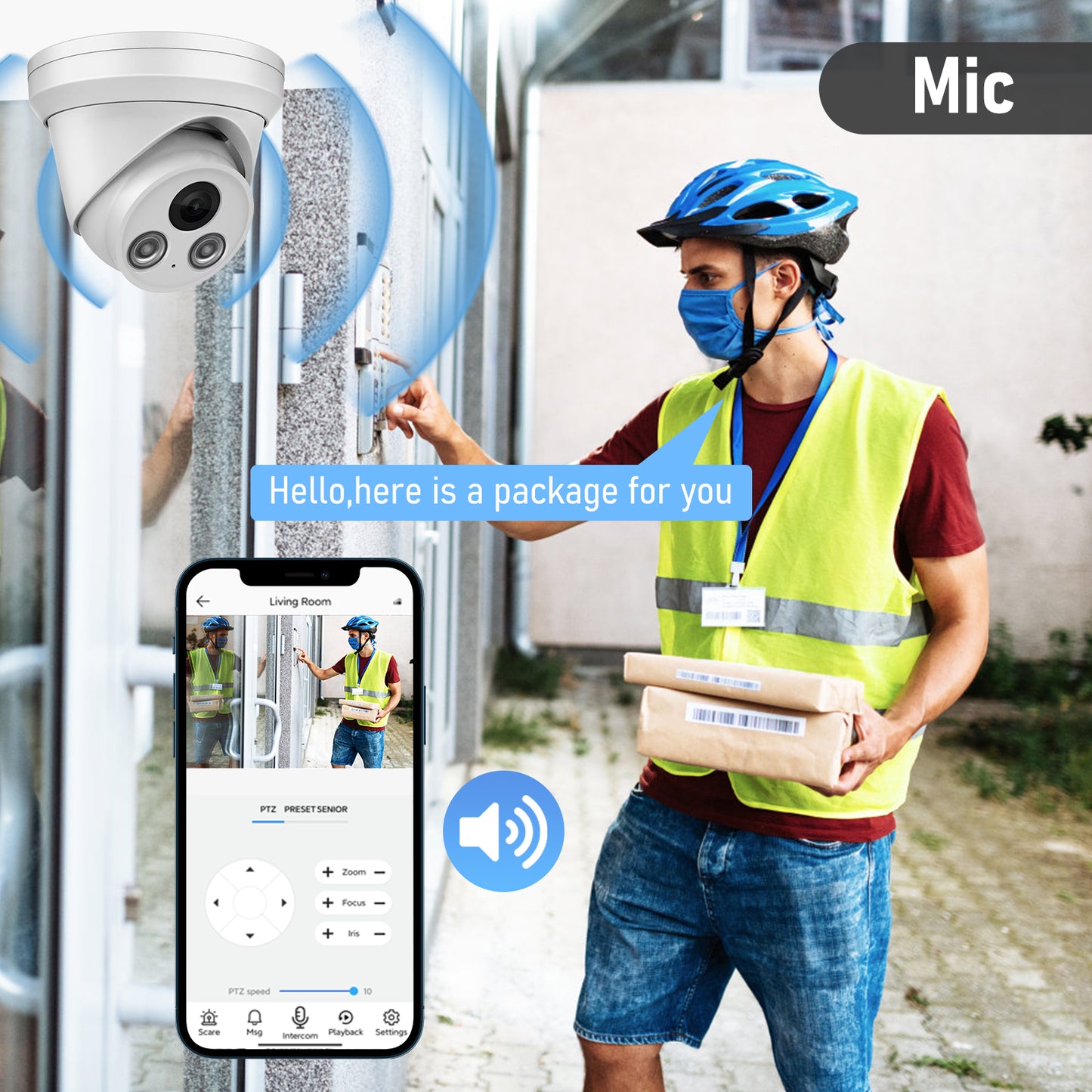 JideTech 8MP Dual Lights POE Vollfarb-Nachtsicht-Dome-LP-Kamera (DM04-8MP) 