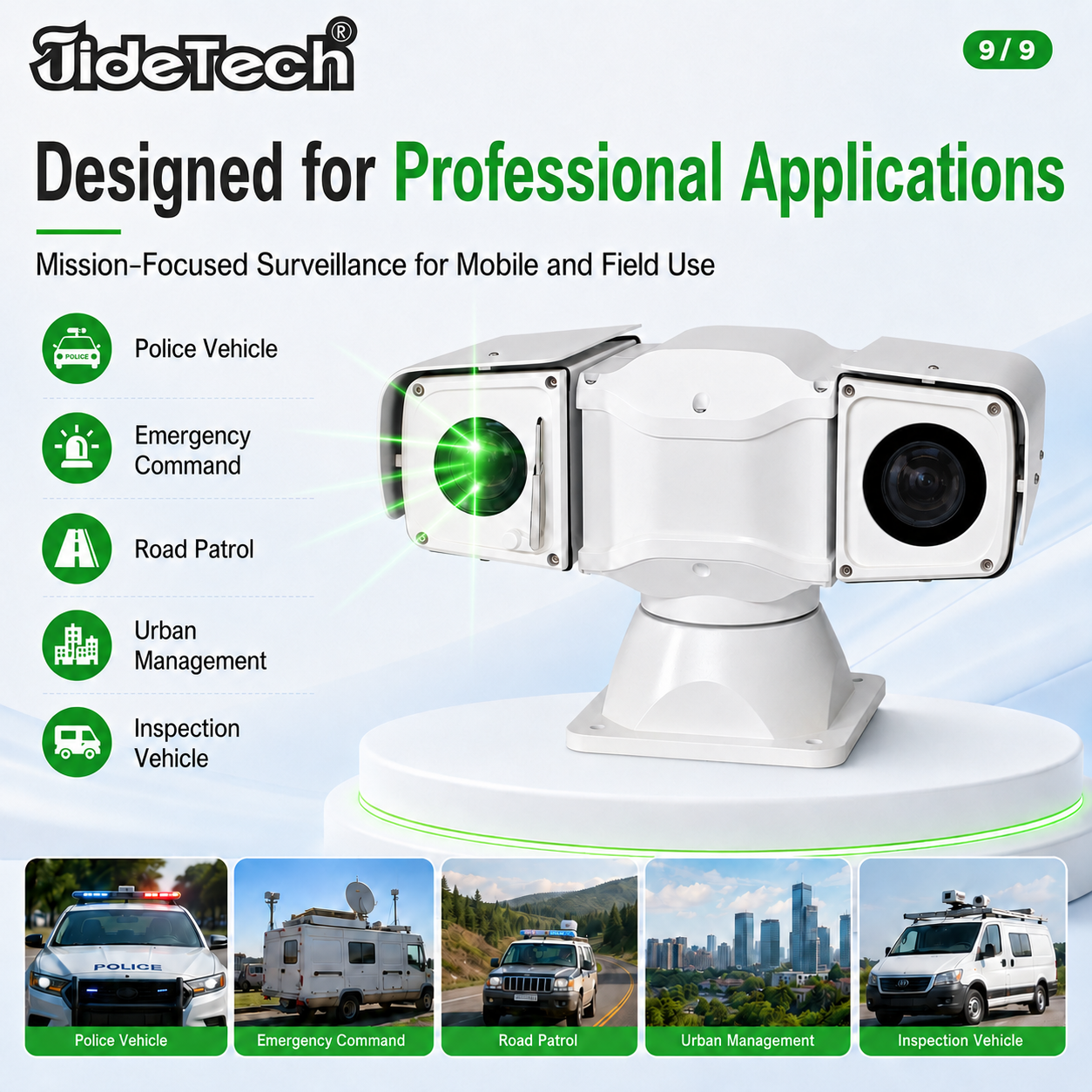 LC002 4MP 36X Green Laser PTZ Camera with 1W Laser, 150m Distance, POE & Adjustable Beam Size