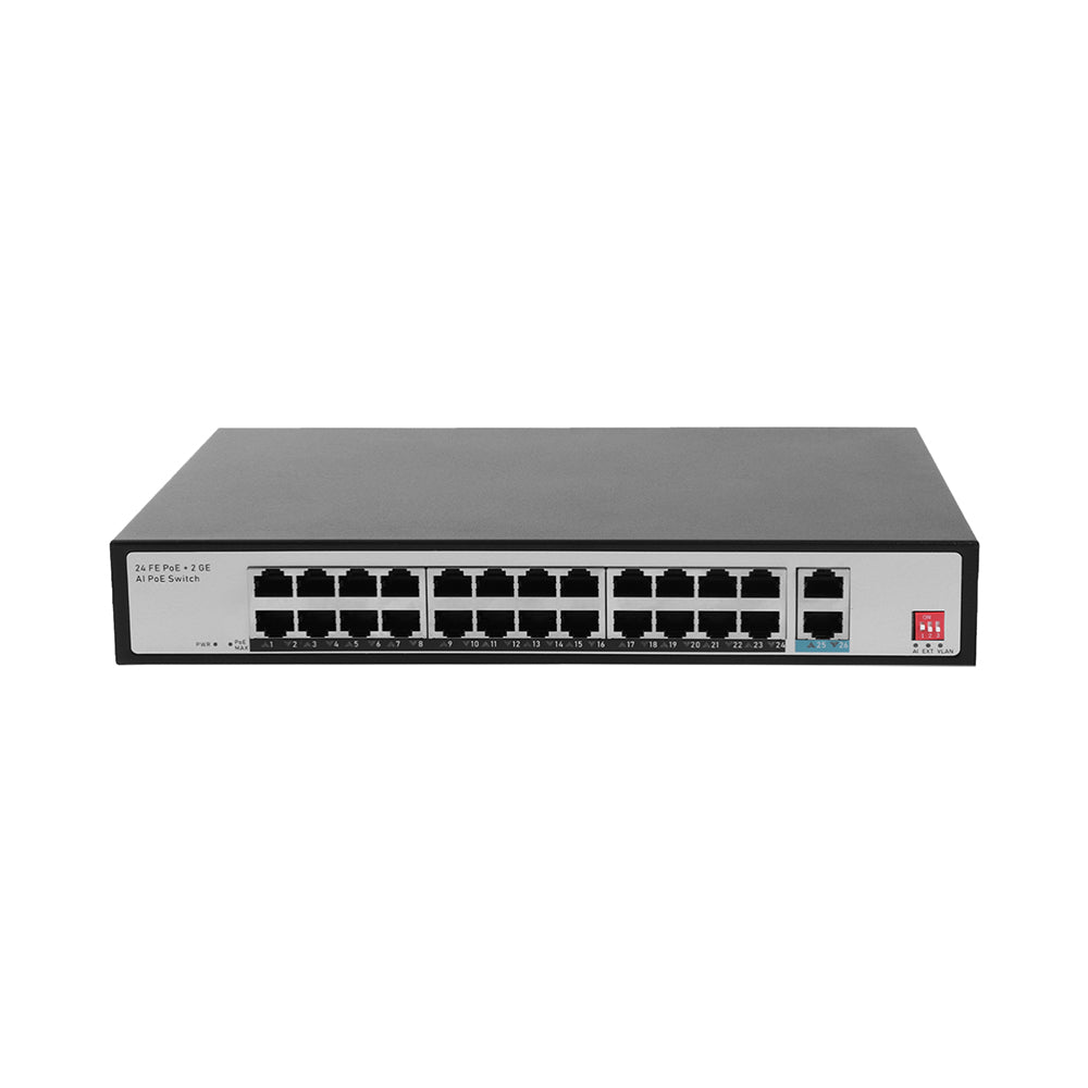JideTech 100 Gigabit 26-Port PoE-Switch (524EP-2G) 
