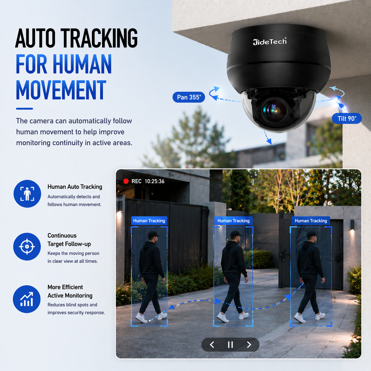 JideTech 8MP 10X Zoom (Hybrid zoom) PoE Dome PTZ IP Camera (P1 PLUS)