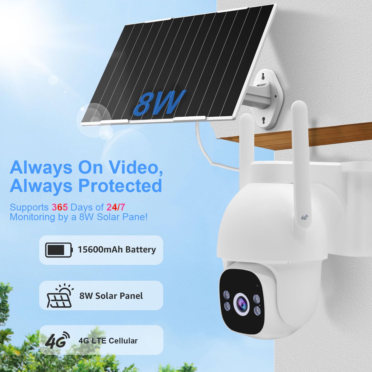 JideTech 3MP AOV 4G/WiFi Solar PTZ Camera with Wise-ISP (A01-3MP4G)