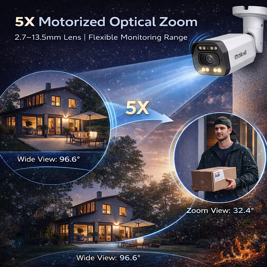 JideTech 5MP 5X Motorized Zoom Full Color Night Vision PoE IP Camera (BC2V-5MP)