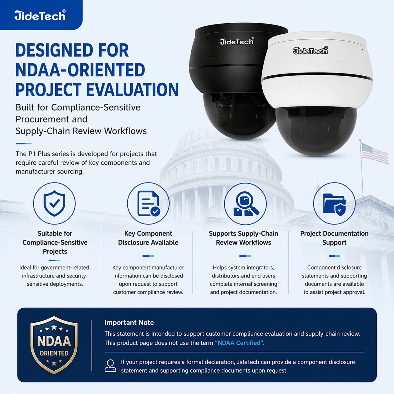 JideTech P1 Plus 8MP 5X Optical Zoom Dome PoE PTZ IP Camera with Auto Tracking