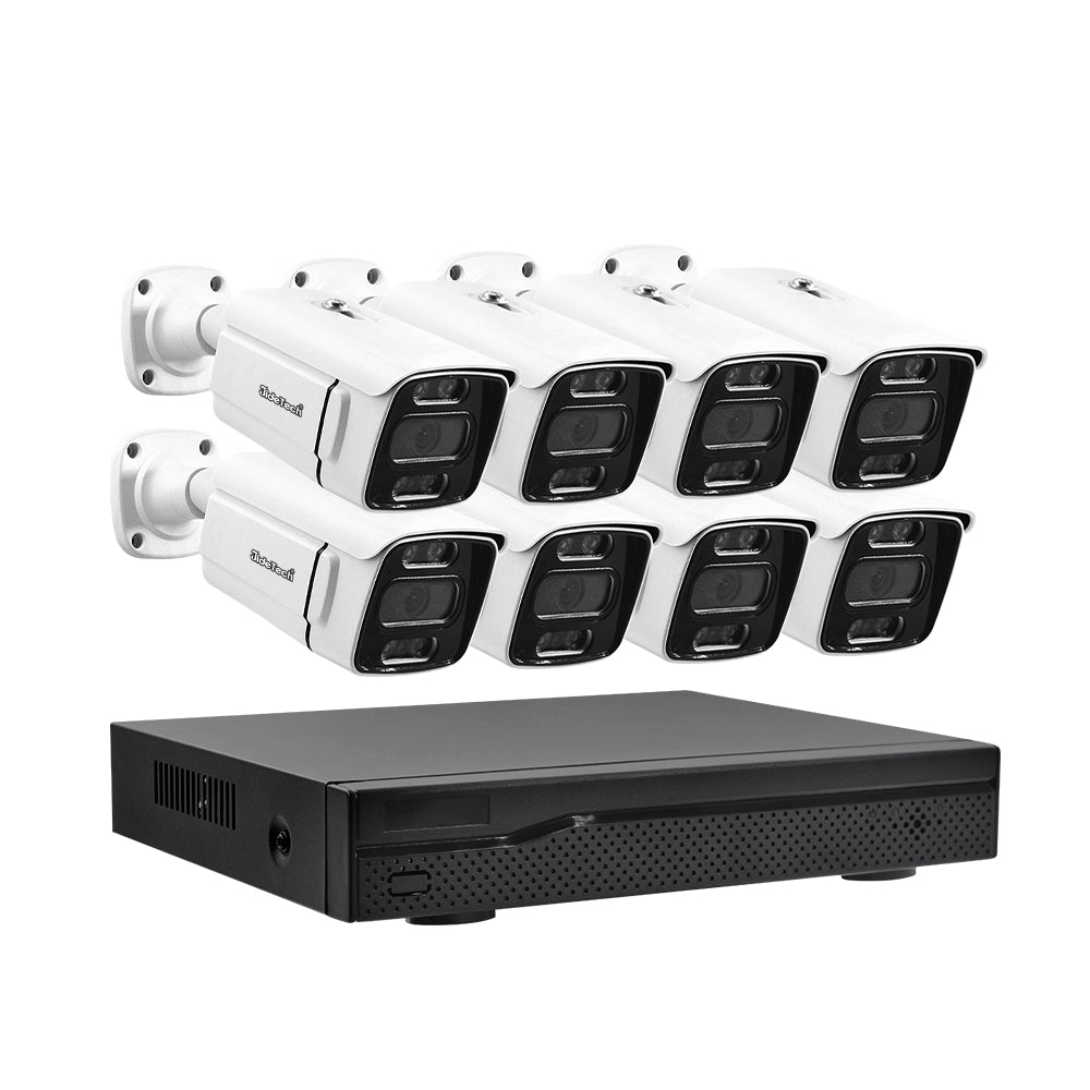 JideTech 8MP 4K POE Sicherheitssystem 8-Kanal Wasserdichte Bullet-Kameras Set (NK2-8H-8MP) 