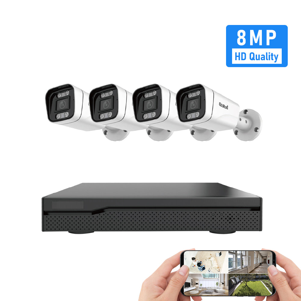 JideTech 4K Ultra HD 8MP PoE Sicherheitskamerasystem für den Außenbereich (NK3-4H-8MP) 